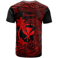 Hawaii T Shirt Fish Hook Tattoo Mix Polynesian Plumeria Red Version LT14 - Polynesian Pride