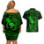 Hawaii Couples Matching Off Shoulder Short Dress and Hawaiian Shirt Fish Hook Tattoo Mix Polynesian Plumeria Green Version LT14 - Polynesian Pride