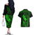 Hawaii Couples Matching Off The Shoulder Long Sleeve Dress and Hawaiian Shirt Fish Hook Tattoo Mix Polynesian Plumeria Green Version LT14 - Polynesian Pride