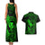 Hawaii Couples Matching Tank Maxi Dress and Hawaiian Shirt Fish Hook Tattoo Mix Polynesian Plumeria Green Version LT14 - Polynesian Pride