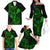 Hawaii Family Matching Off Shoulder Long Sleeve Dress and Hawaiian Shirt Fish Hook Tattoo Mix Polynesian Plumeria Green Version LT14 - Polynesian Pride