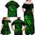 Hawaii Family Matching Off Shoulder Long Sleeve Dress and Hawaiian Shirt Fish Hook Tattoo Mix Polynesian Plumeria Green Version LT14 - Polynesian Pride