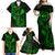 Hawaii Family Matching Off Shoulder Maxi Dress and Hawaiian Shirt Fish Hook Tattoo Mix Polynesian Plumeria Green Version LT14 - Polynesian Pride