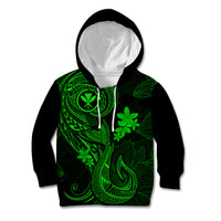 Hawaii Kid Hoodie Fish Hook Tattoo Mix Polynesian Plumeria Green Version LT14 Green - Polynesian Pride
