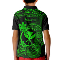 Hawaii Kid Polo Shirt Fish Hook Tattoo Mix Polynesian Plumeria Green Version LT14 - Polynesian Pride