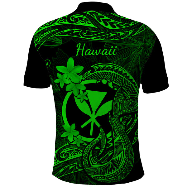 Custom Kauai Hawaii Polo Shirt Polynesian Tattoo and Pacific Plumeria White Vibe LT9