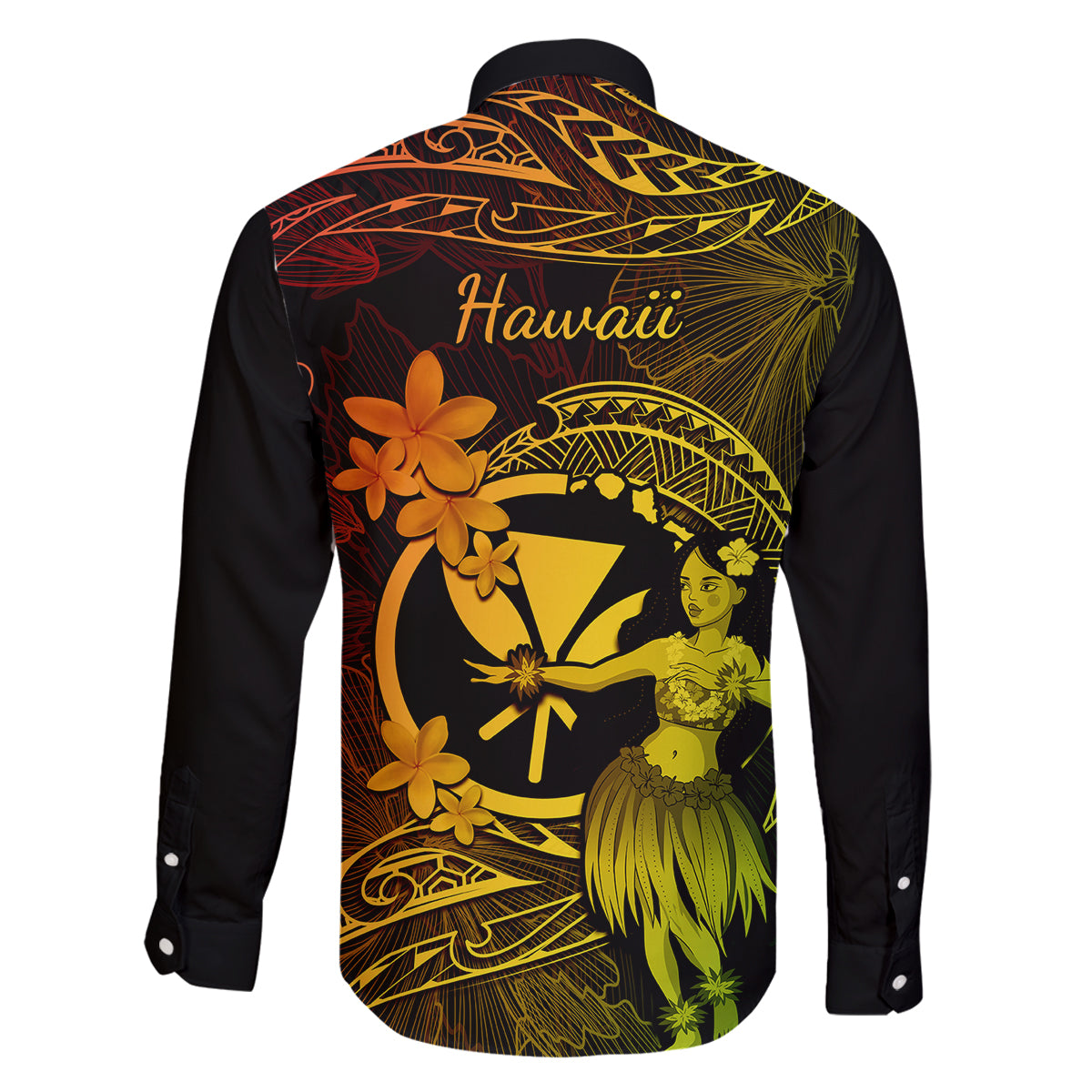 Hawaii Family Matching Long Sleeve Bodycon Dress and Hawaiian Shirt Hula Girl Mix Polynesian Plumeria Reggae Version LT14 - Polynesian Pride