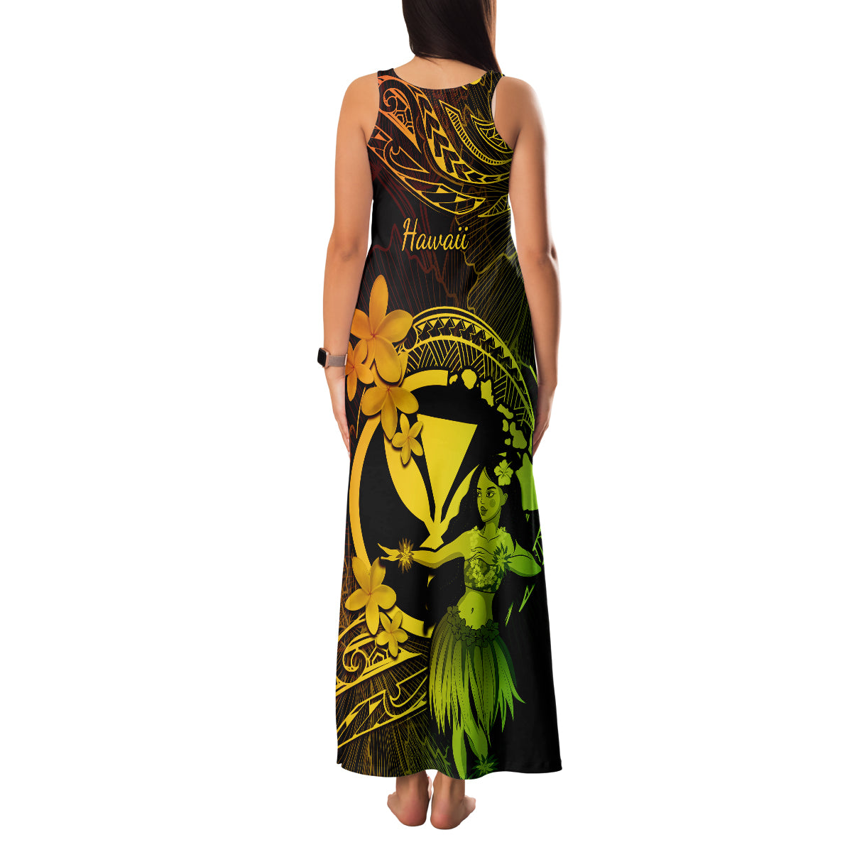Hawaii Family Matching Tank Maxi Dress and Hawaiian Shirt Hula Girl Mix Polynesian Plumeria Reggae Version LT14 - Polynesian Pride