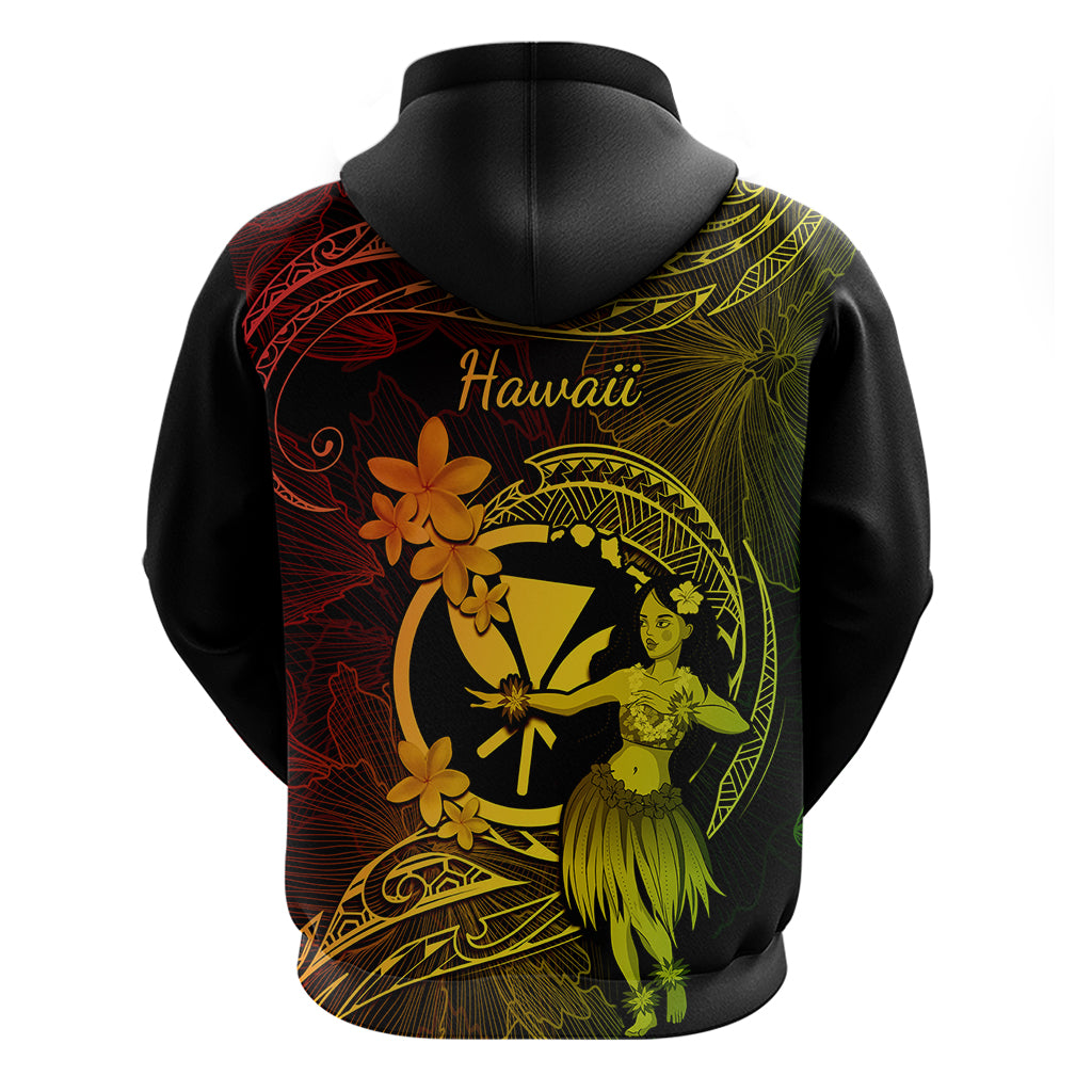 Hawaii Hoodie Hula Girl Mix Polynesian Plumeria Reggae Version LT14 - Polynesian Pride