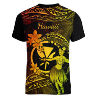 Hawaii Women V Neck T Shirt Hula Girl Mix Polynesian Plumeria Reggae Version LT14 - Polynesian Pride