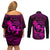Hawaii Couples Matching Off Shoulder Short Dress and Long Sleeve Button Shirts Hula Girl Mix Polynesian Plumeria Pink Version LT14 - Polynesian Pride
