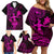 Hawaii Family Matching Off Shoulder Short Dress and Hawaiian Shirt Hula Girl Mix Polynesian Plumeria Pink Version LT14 - Polynesian Pride