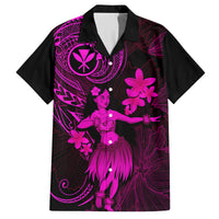 Hawaii Family Matching Off Shoulder Short Dress and Hawaiian Shirt Hula Girl Mix Polynesian Plumeria Pink Version LT14 Dad's Shirt - Short Sleeve Pink - Polynesian Pride