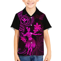 Hawaii Kid Hawaiian Shirt Hula Girl Mix Polynesian Plumeria Pink Version LT14 - Polynesian Pride