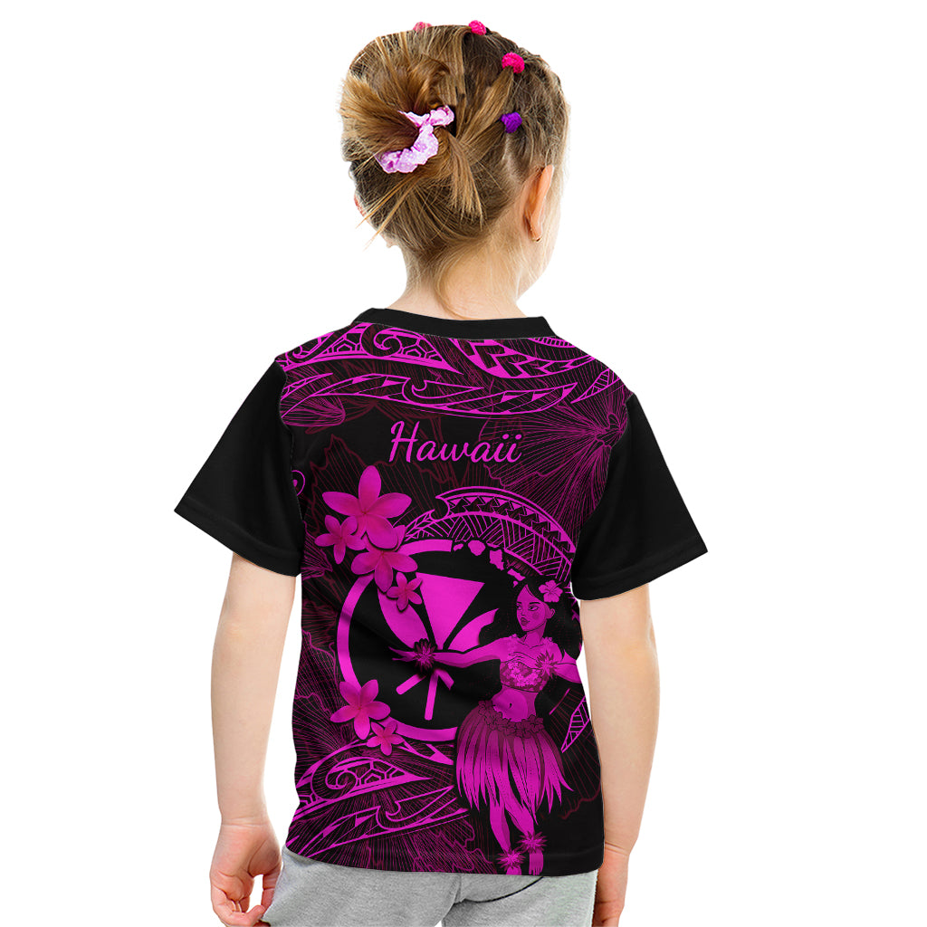 Hawaii Kid T Shirt Hula Girl Mix Polynesian Plumeria Pink Version LT14 - Polynesian Pride