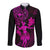 Hawaii Long Sleeve Button Shirt Hula Girl Mix Polynesian Plumeria Pink Version LT14 Unisex Pink - Polynesian Pride