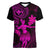 Hawaii Women V Neck T Shirt Hula Girl Mix Polynesian Plumeria Pink Version LT14 Female Pink - Polynesian Pride