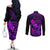 Hawaii Couples Matching Off The Shoulder Long Sleeve Dress and Long Sleeve Button Shirts Hula Girl Mix Polynesian Plumeria Purple Version LT14 - Polynesian Pride