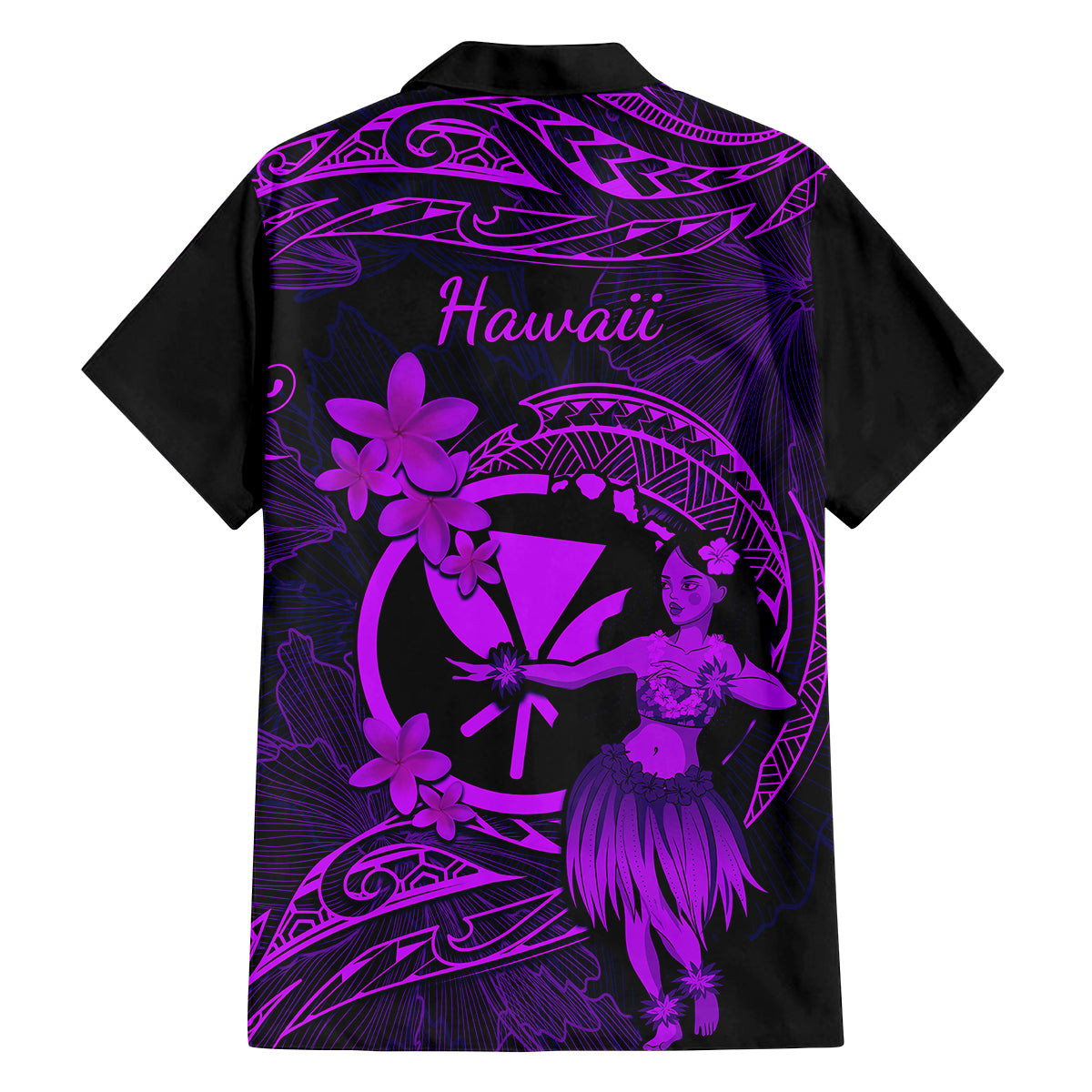 Hawaii Family Matching Puletasi Dress and Hawaiian Shirt Hula Girl Mix Polynesian Plumeria Purple Version LT14 - Polynesian Pride