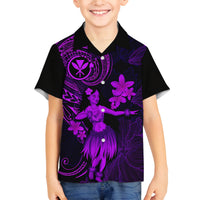 Hawaii Kid Hawaiian Shirt Hula Girl Mix Polynesian Plumeria Purple Version LT14 - Polynesian Pride