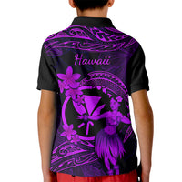 Hawaii Kid Polo Shirt Hula Girl Mix Polynesian Plumeria Purple Version LT14 - Polynesian Pride