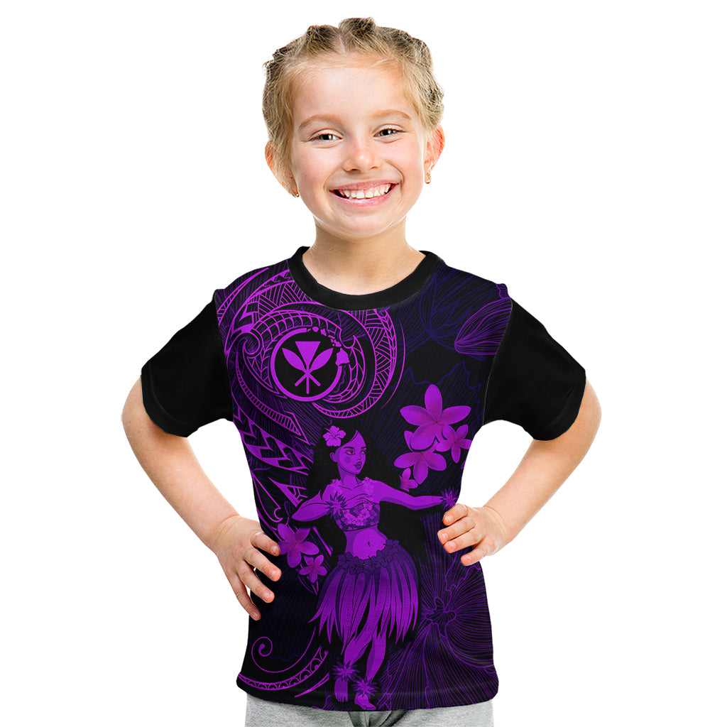 Hawaii Kid T Shirt Hula Girl Mix Polynesian Plumeria Purple Version LT14 Purple - Polynesian Pride