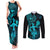 Hawaii Couples Matching Tank Maxi Dress and Long Sleeve Button Shirts Hula Girl Mix Polynesian Plumeria Turquoise Version LT14 Turquoise - Polynesian Pride