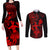 Hawaii Couples Matching Long Sleeve Bodycon Dress and Long Sleeve Button Shirts Hula Girl Mix Polynesian Plumeria Red Version LT14 Red - Polynesian Pride