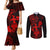 Hawaii Couples Matching Mermaid Dress and Long Sleeve Button Shirts Hula Girl Mix Polynesian Plumeria Red Version LT14 Red - Polynesian Pride