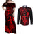 Hawaii Couples Matching Off Shoulder Maxi Dress and Long Sleeve Button Shirts Hula Girl Mix Polynesian Plumeria Red Version LT14 Red - Polynesian Pride