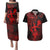 Hawaii Couples Matching Puletasi Dress and Hawaiian Shirt Hula Girl Mix Polynesian Plumeria Red Version LT14 Red - Polynesian Pride