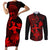 Hawaii Couples Matching Short Sleeve Bodycon Dress and Long Sleeve Button Shirts Hula Girl Mix Polynesian Plumeria Red Version LT14 Red - Polynesian Pride