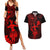Hawaii Couples Matching Summer Maxi Dress and Hawaiian Shirt Hula Girl Mix Polynesian Plumeria Red Version LT14 Red - Polynesian Pride