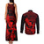 Hawaii Couples Matching Tank Maxi Dress and Long Sleeve Button Shirts Hula Girl Mix Polynesian Plumeria Red Version LT14 - Polynesian Pride