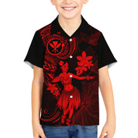 Hawaii Family Matching Mermaid Dress and Hawaiian Shirt Hula Girl Mix Polynesian Plumeria Red Version LT14 Son's Shirt Red - Polynesian Pride