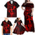 Hawaii Family Matching Off Shoulder Maxi Dress and Hawaiian Shirt Hula Girl Mix Polynesian Plumeria Red Version LT14 - Polynesian Pride