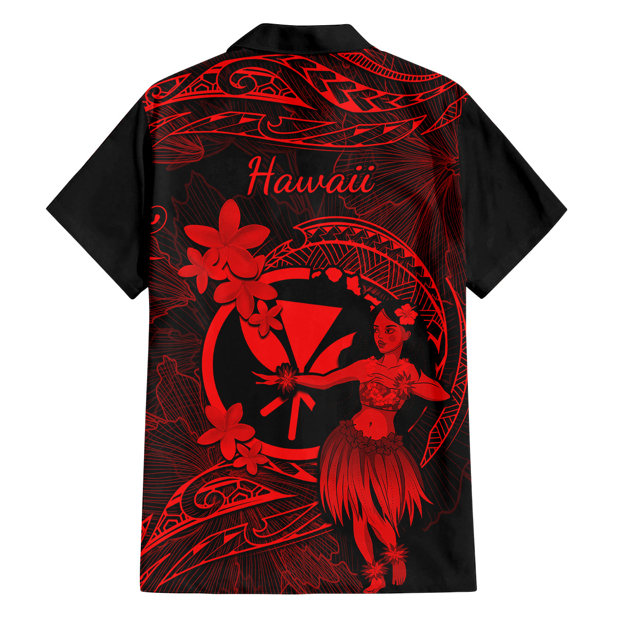 Hawaii Family Matching Summer Maxi Dress and Hawaiian Shirt Hula Girl Mix Polynesian Plumeria Red Version LT14 - Polynesian Pride