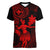 Hawaii Women V Neck T Shirt Hula Girl Mix Polynesian Plumeria Red Version LT14 Female Red - Polynesian Pride