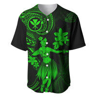 Hawaii Baseball Jersey Hula Girl Mix Polynesian Plumeria Green Version LT14 Green - Polynesian Pride