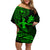 Hawaii Family Matching Off Shoulder Short Dress and Hawaiian Shirt Hula Girl Mix Polynesian Plumeria Green Version LT14 Mom's Dress Green - Polynesian Pride