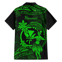 Hawaii Family Matching Tank Maxi Dress and Hawaiian Shirt Hula Girl Mix Polynesian Plumeria Green Version LT14 - Polynesian Pride