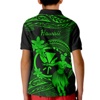 Hawaii Kid Polo Shirt Hula Girl Mix Polynesian Plumeria Green Version LT14 - Polynesian Pride