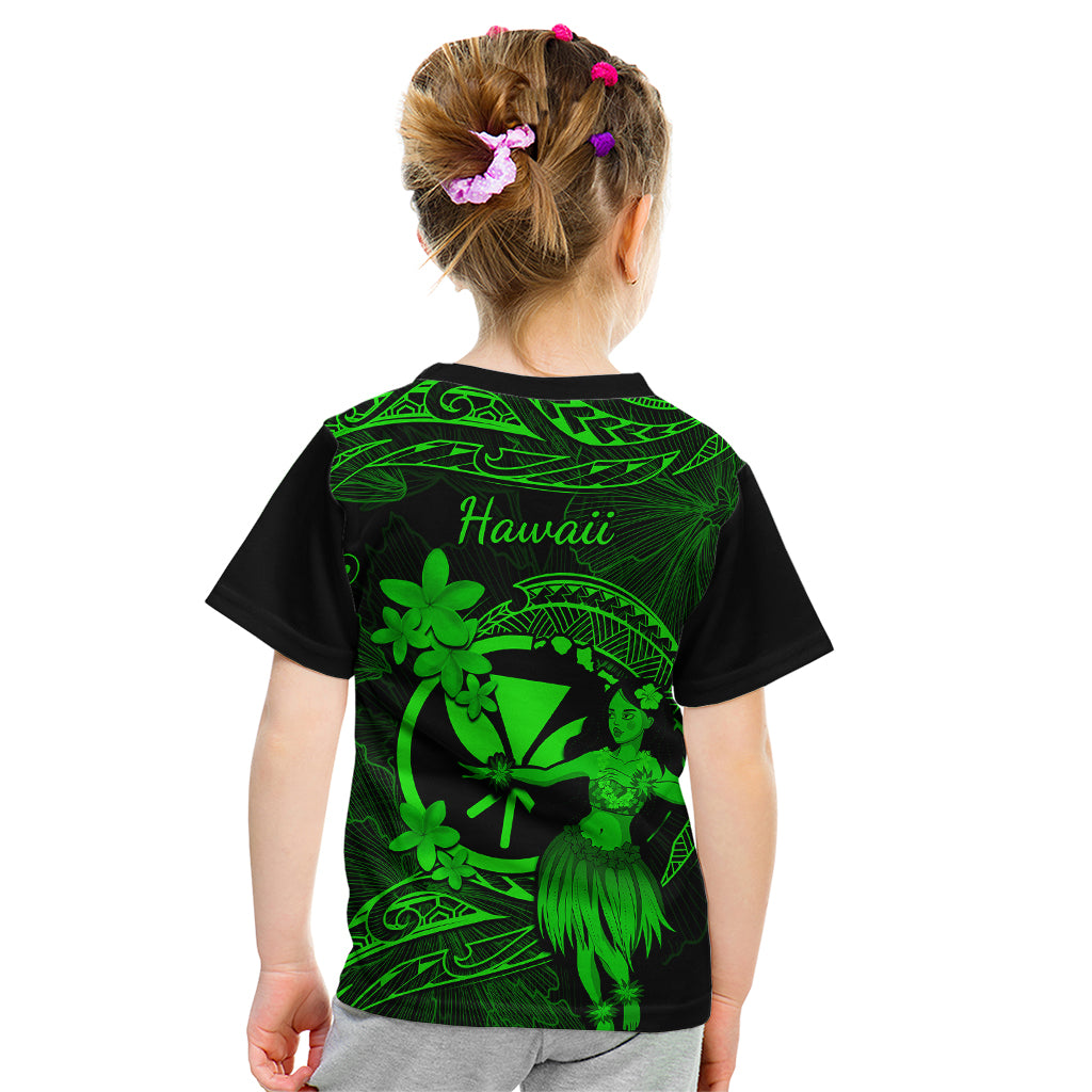 Hawaii Kid T Shirt Hula Girl Mix Polynesian Plumeria Green Version LT14 - Polynesian Pride