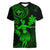 Hawaii Women V Neck T Shirt Hula Girl Mix Polynesian Plumeria Green Version LT14 Female Green - Polynesian Pride