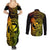 Hawaii Couples Matching Summer Maxi Dress and Long Sleeve Button Shirts King Kamehameha Mix Polynesian Plumeria Reggae Version LT14 - Polynesian Pride