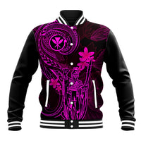 Hawaii Baseball Jacket King Kamehameha Mix Polynesian Plumeria Pink Version LT14 Unisex Pink - Polynesian Pride