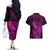 Hawaii Couples Matching Off The Shoulder Long Sleeve Dress and Hawaiian Shirt King Kamehameha Mix Polynesian Plumeria Pink Version LT14 - Polynesian Pride
