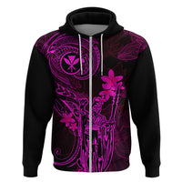 Hawaii Hoodie King Kamehameha Mix Polynesian Plumeria Pink Version LT14 Zip Hoodie Pink - Polynesian Pride