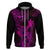 Hawaii Hoodie King Kamehameha Mix Polynesian Plumeria Pink Version LT14 Zip Hoodie Pink - Polynesian Pride