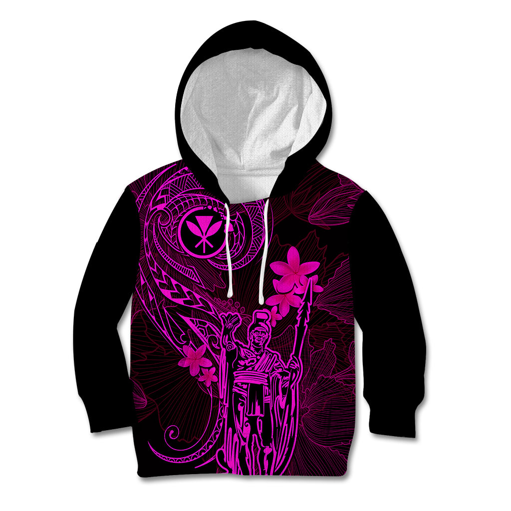 Hawaii Kid Hoodie King Kamehameha Mix Polynesian Plumeria Pink Version LT14 Pink - Polynesian Pride